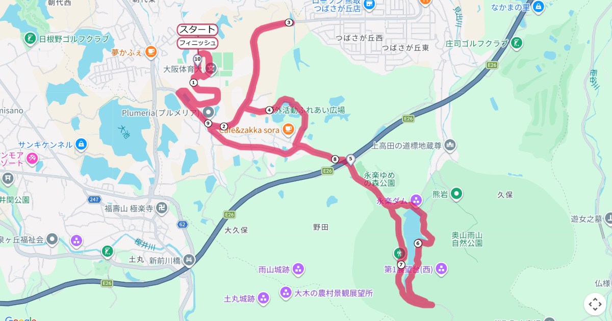 くまとりロードレースのコースを地図で表示