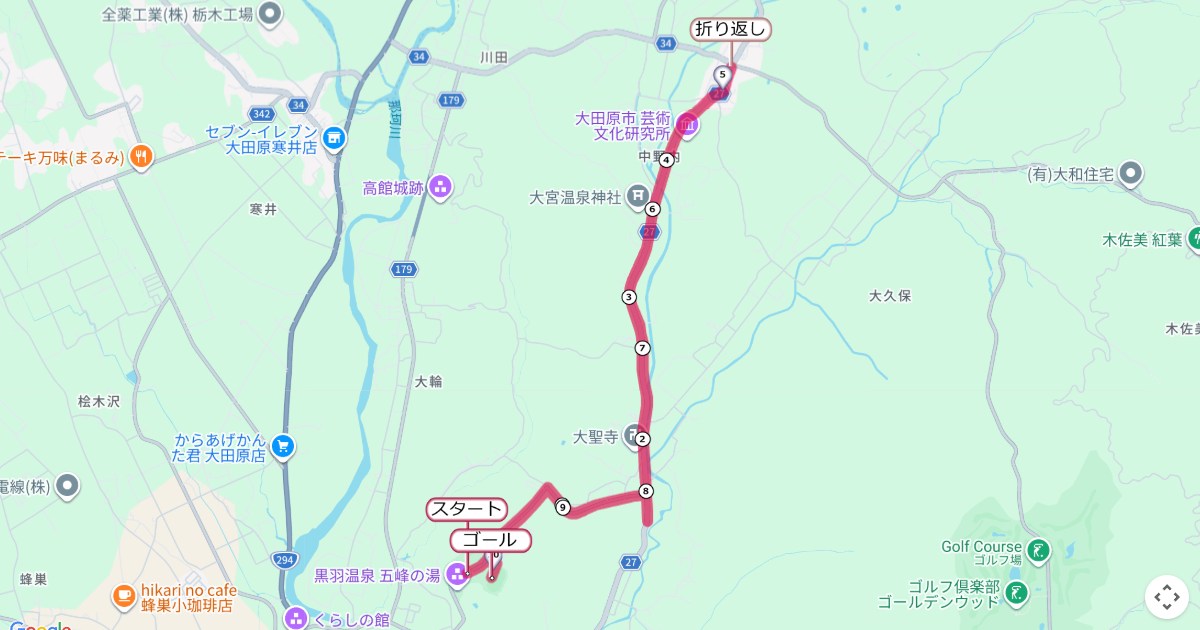 芭蕉の里くろばねマラソンのコースを地図で表示