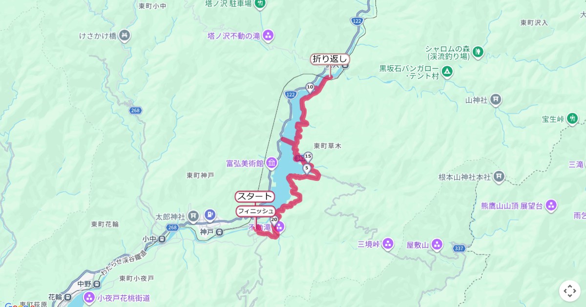 草木湖マラソン,みどり市マラソンのコースを地図で表示