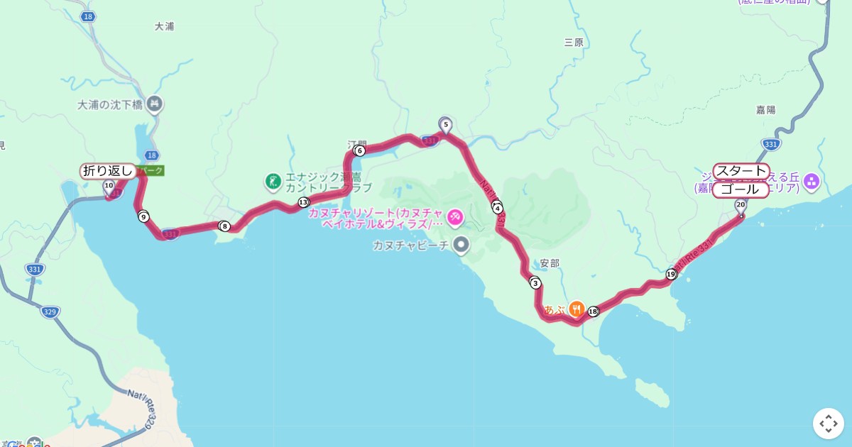 久志ロードレースのコースを地図で表示