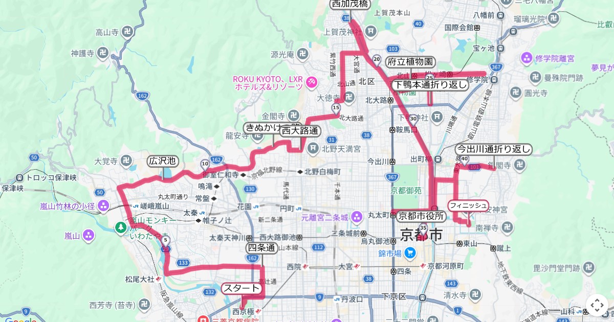 京都マラソンのコースを地図で表示