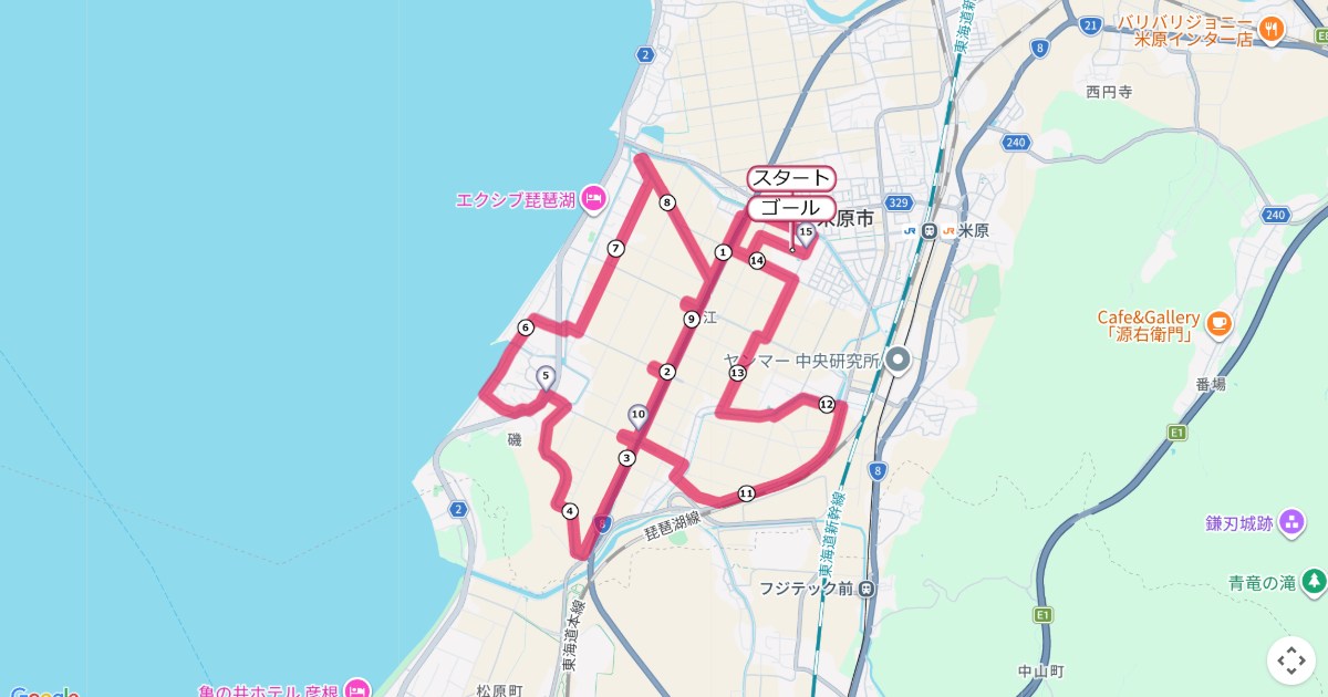 まいばら入江干拓マラソン,米原マラソンのコースを地図で表示