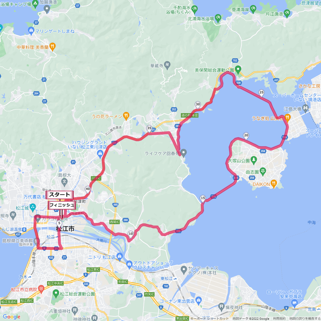 国宝松江城マラソン,コース,地図,マップ,距離とタイム,高低差