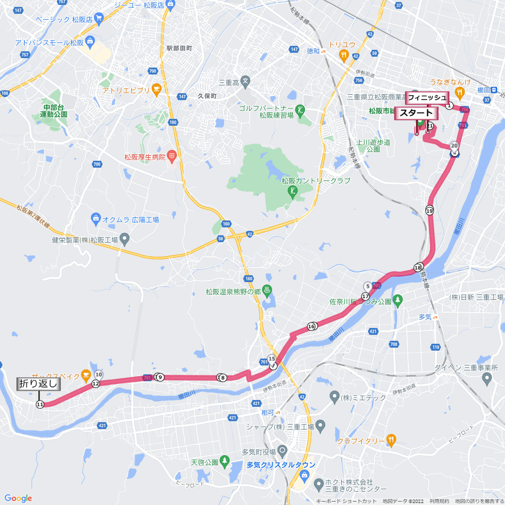 松阪シティマラソン,コース,地図,マップ,距離とタイム,高低差