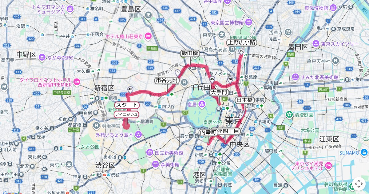 パリ五輪選考MGC女子マラソンのコースを地図で表示
