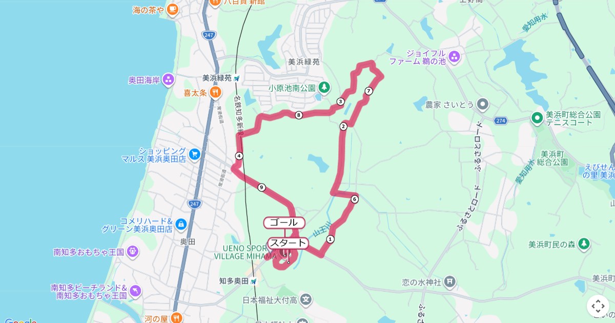 美浜タウンマラソンのコースを地図で表示