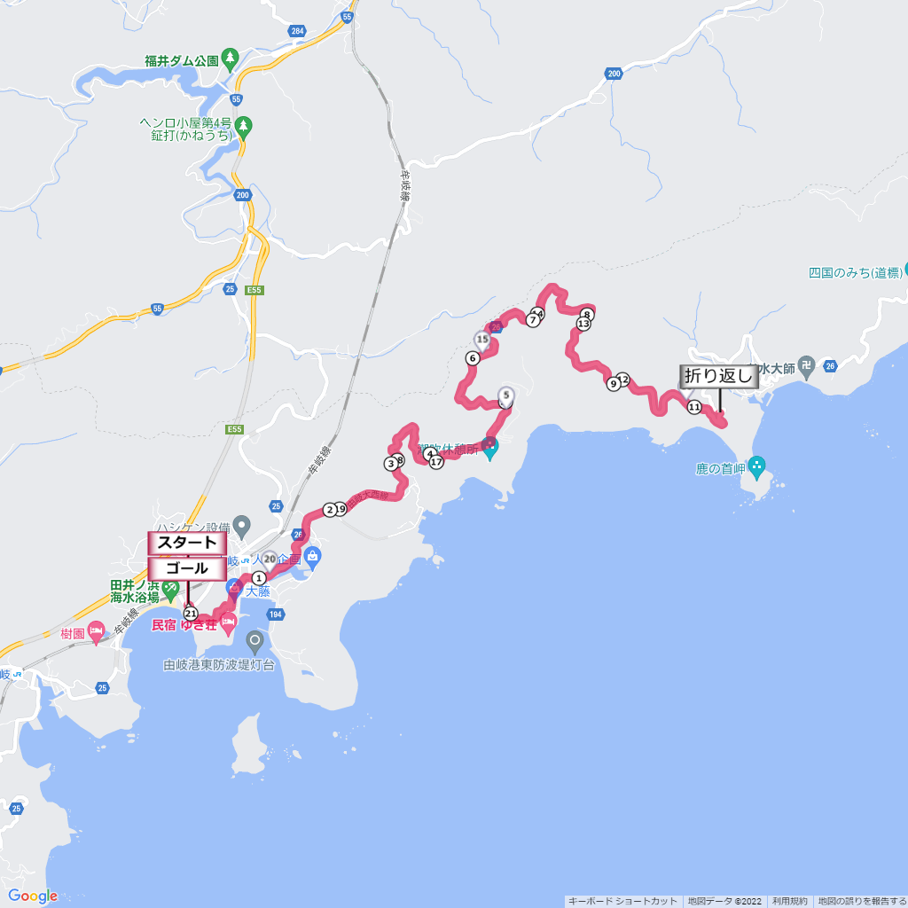 美波町桜街道夢マラソン,コース,地図,マップ,距離とタイム,高低差