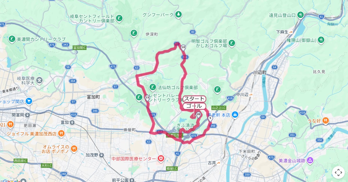 みのかも日本昭和村ハーフマラソン,美濃加茂マラソンのコースを地図で表示