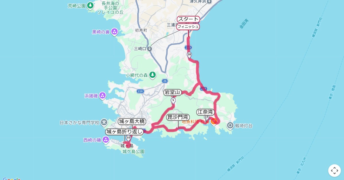 三浦国際市民マラソンのコースを地図で表示