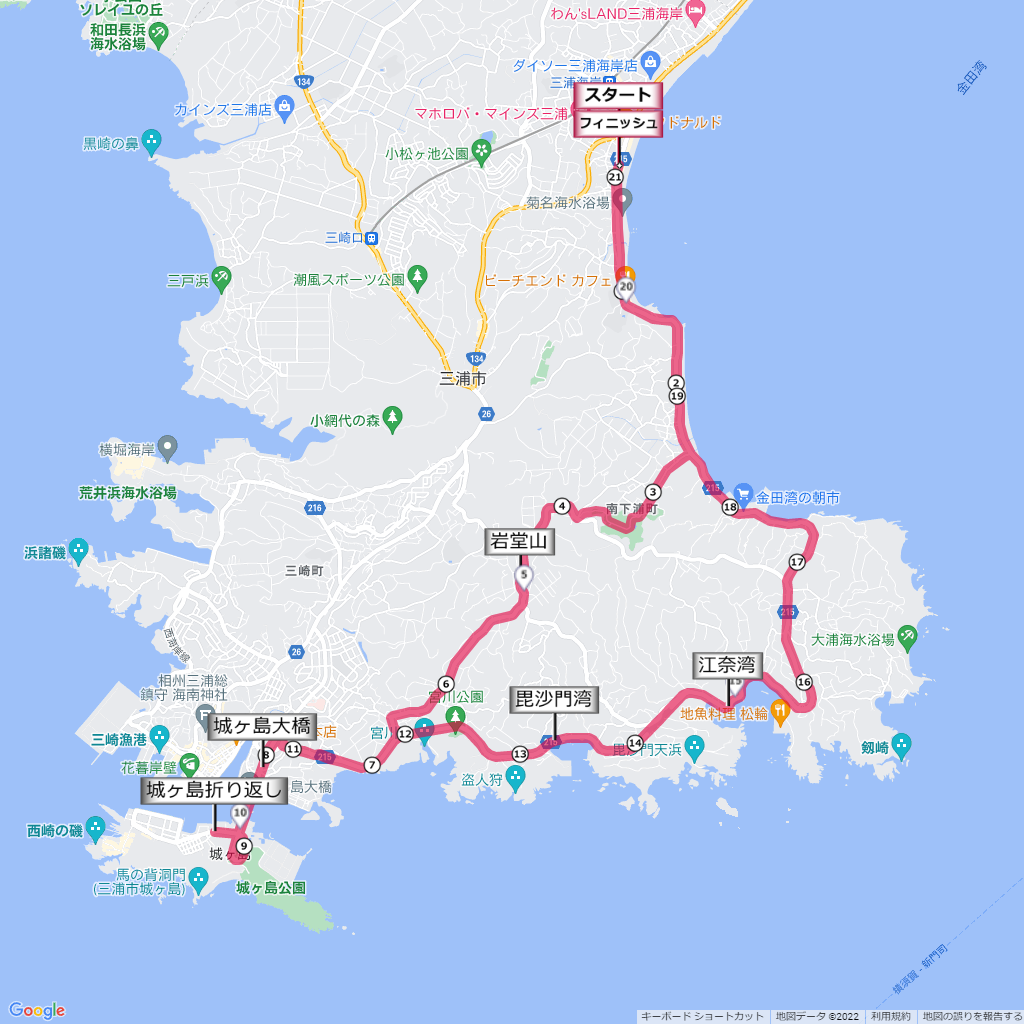 三浦国際市民マラソン,コース,地図,マップ,距離とタイム,高低差