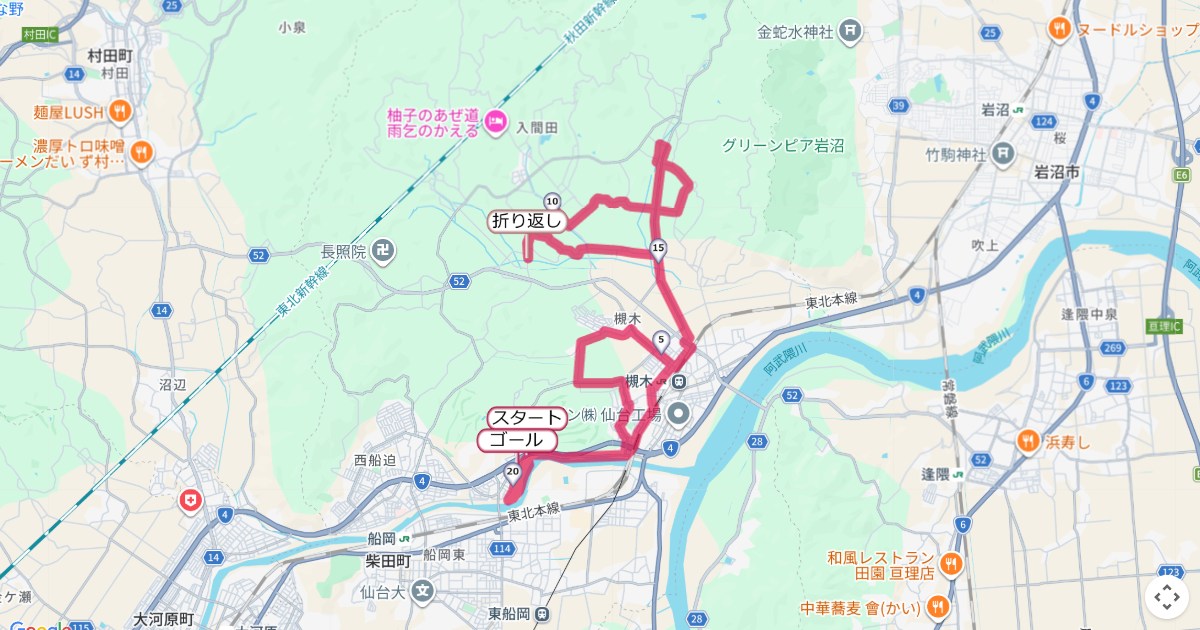 柴田さくらマラソンのコースを地図で表示