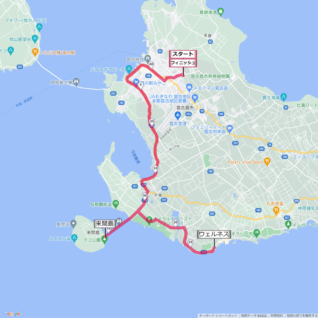 エコアイランド宮古島マラソン,コース,地図,マップ,距離とタイム,高低差
