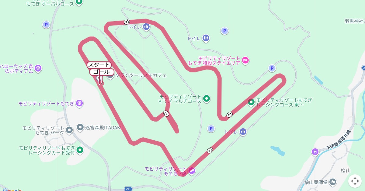 茂木サーキットマラソンのコースを地図で表示
