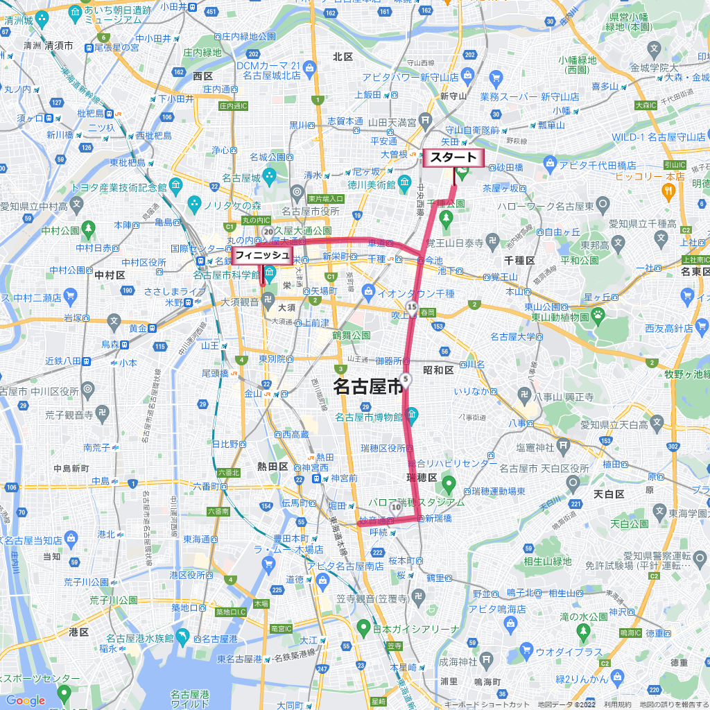 名古屋シティマラソン,コース,地図,マップ,距離とタイム,高低差