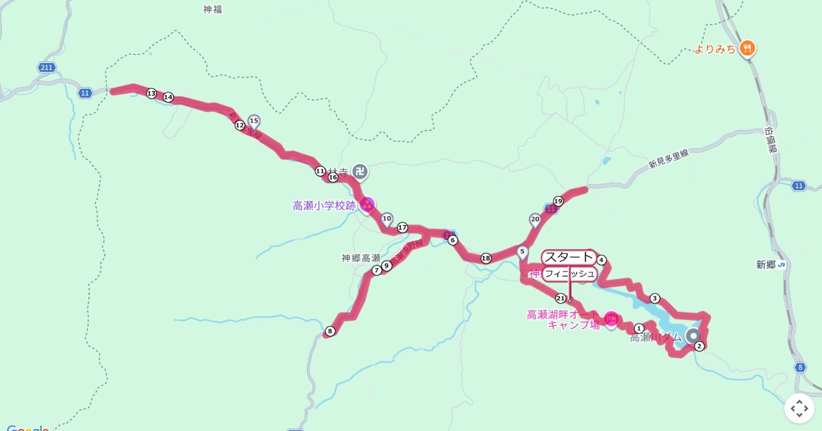 新見市しんごう湖畔マラソン,新見市神郷マラソンのコースを地図で表示