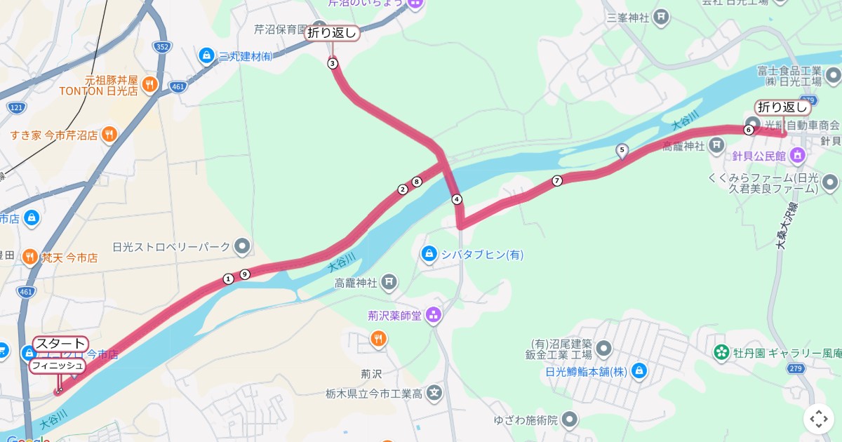 NIKKO RUNのコースを地図で表示