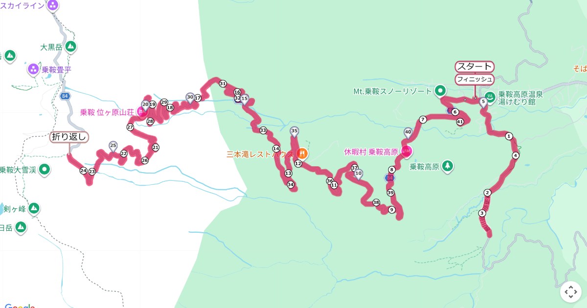 乗鞍天空マラソンのコースを地図で表示