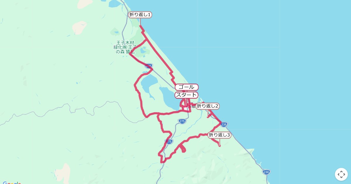 北オホーツク100kmマラソン,浜頓別町マラソンのコースを地図で表示