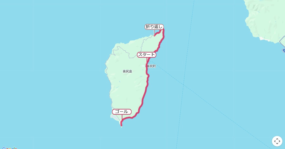奥尻ムーンライトマラソンのコースを地図で表示