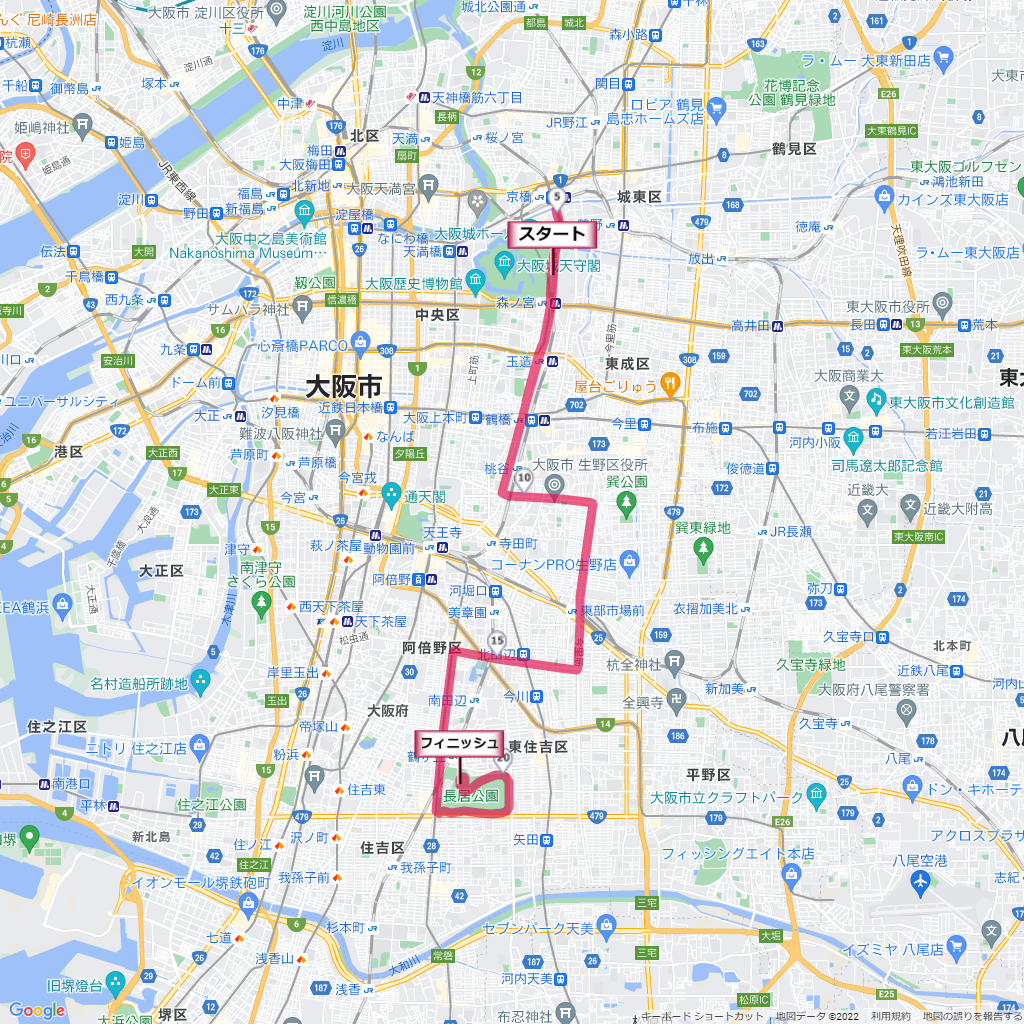大阪ハーフマラソン,コース,地図,マップ,距離とタイム,高低差