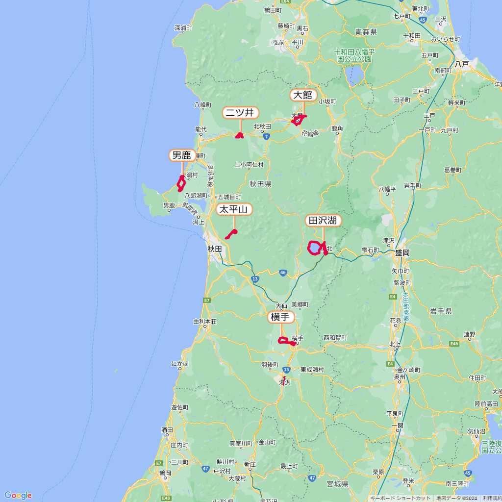 秋田県のマラソン大会,コース,地図,マップ,距離とタイム,高低差