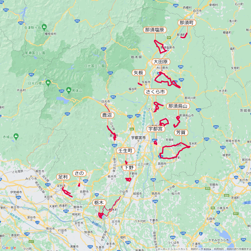 栃木県のマラソン大会,コース,地図,マップ,距離とタイム,高低差