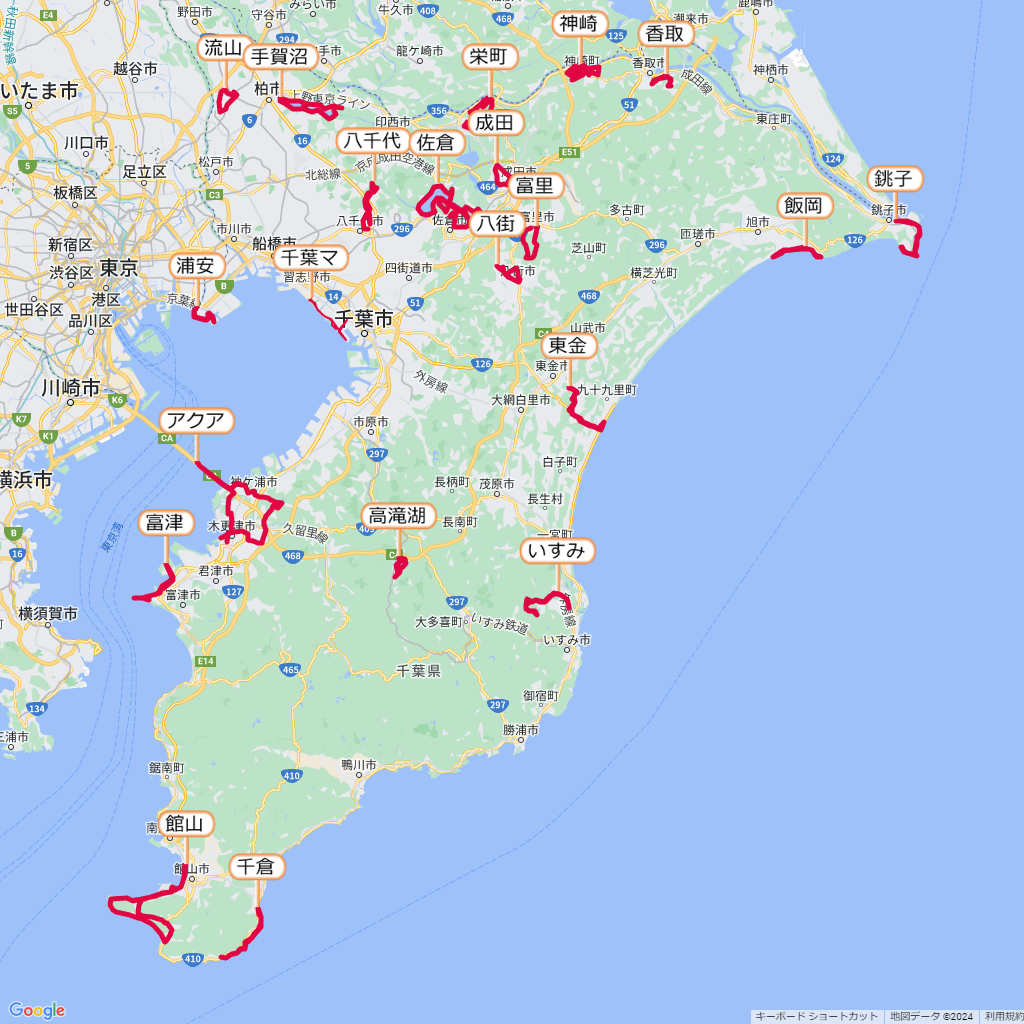 千葉県のマラソン大会,コース,地図,マップ,距離とタイム,高低差