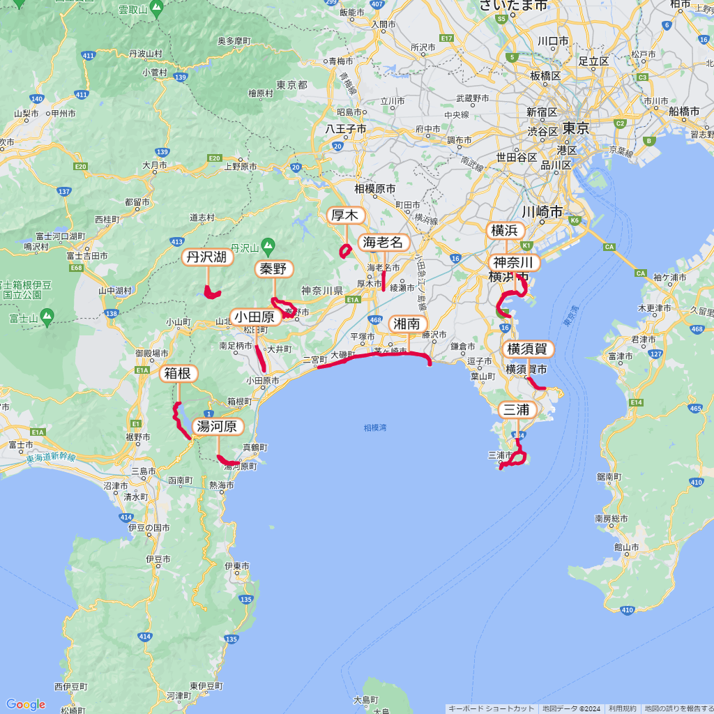 神奈川県のマラソン大会,コース,地図,マップ,距離とタイム,高低差