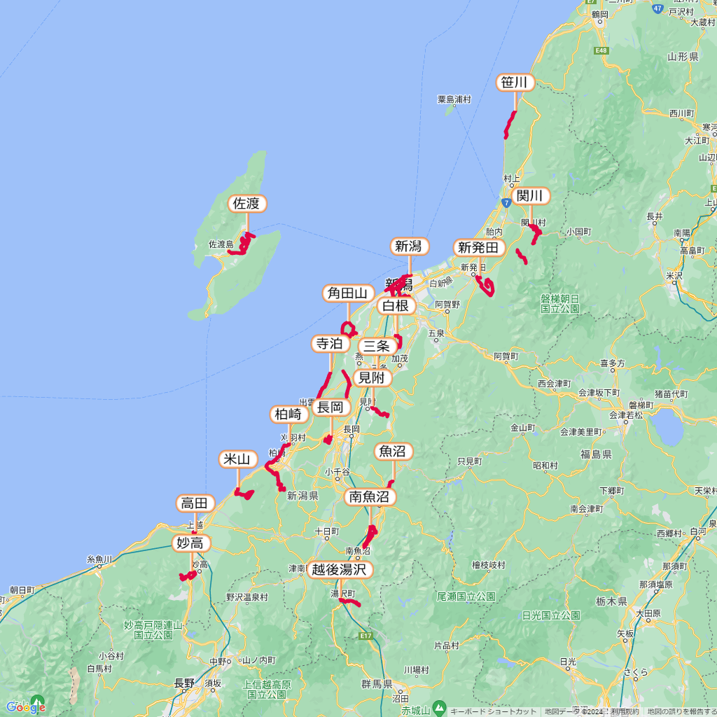 新潟県のマラソン大会,コース,地図,マップ,距離とタイム,高低差