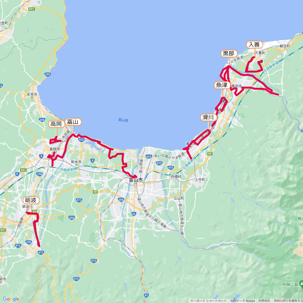 富山県のマラソン大会,コース,地図,マップ,距離とタイム,高低差