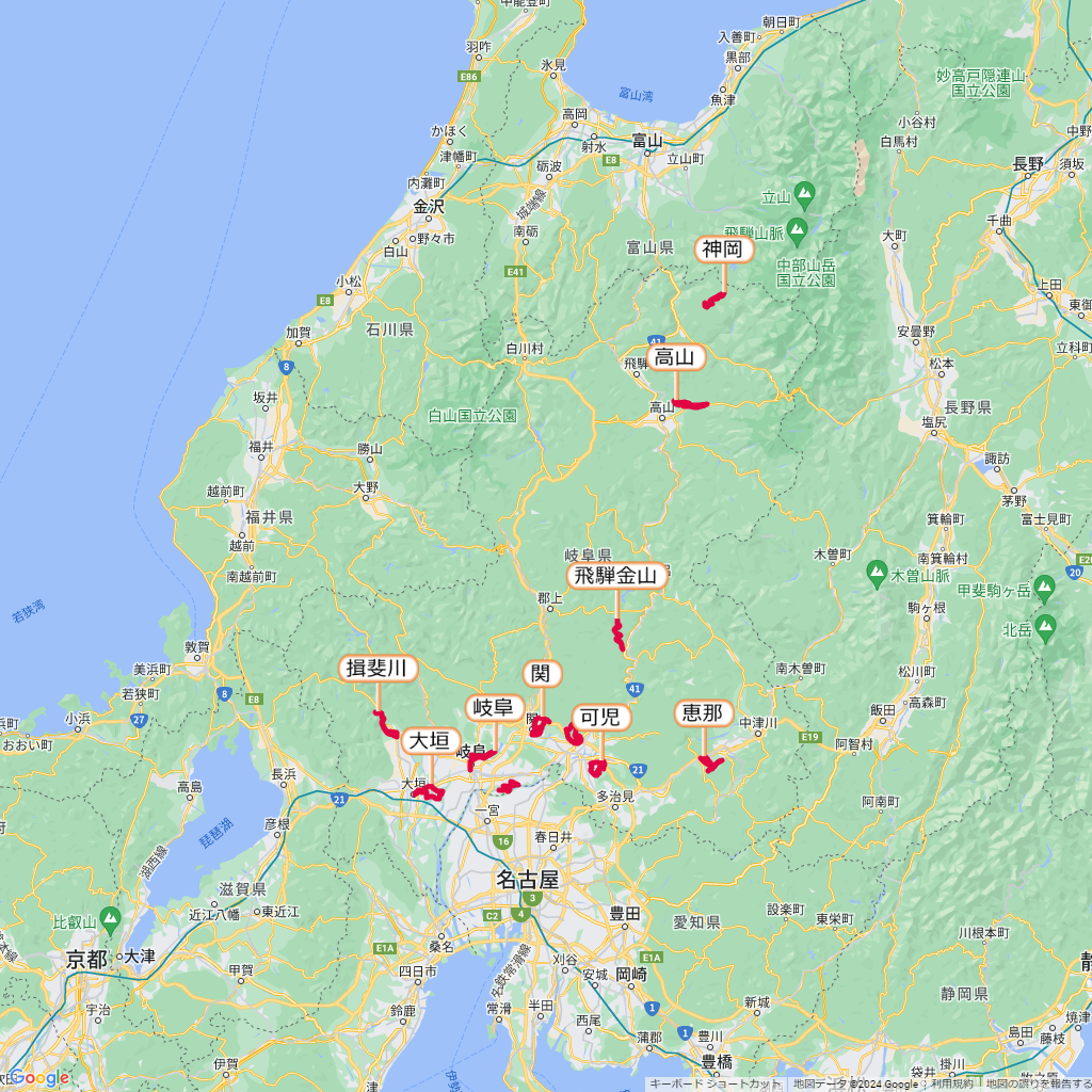 岐阜県のマラソン大会,コース,地図,マップ,距離とタイム,高低差