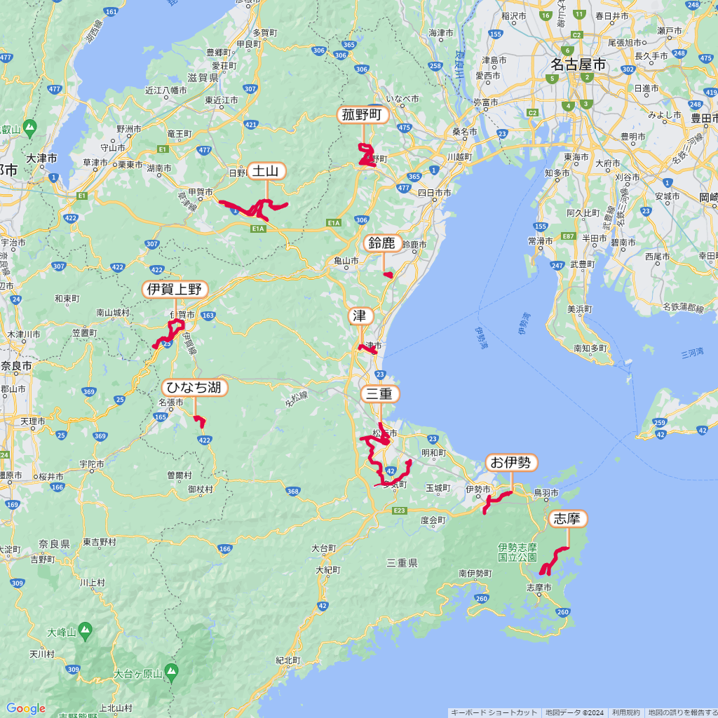 三重県のマラソン大会,コース,地図,マップ,距離とタイム,高低差