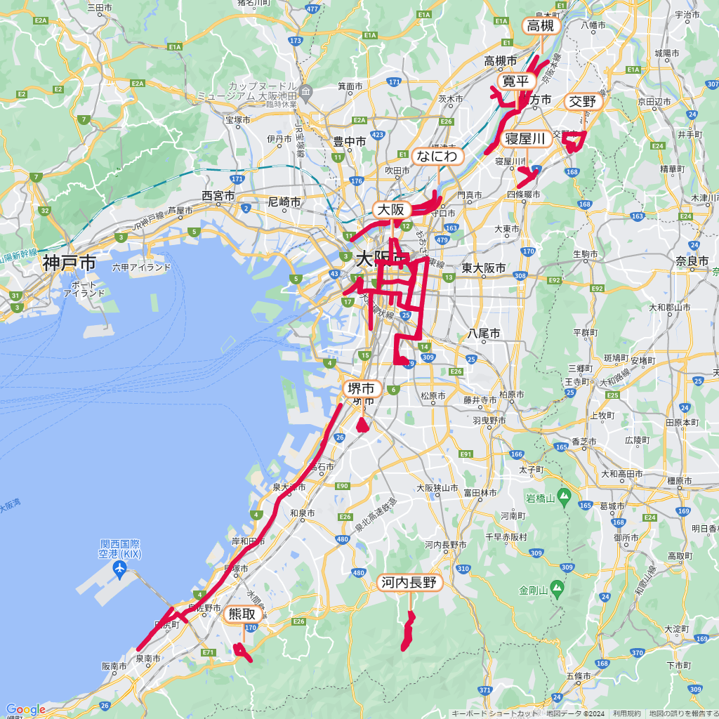 大阪府のマラソン大会,コース,地図,マップ,距離とタイム,高低差