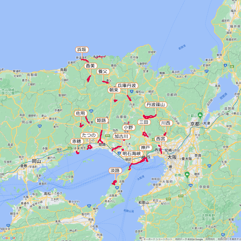 兵庫県のマラソン大会,コース,地図,マップ,距離とタイム,高低差