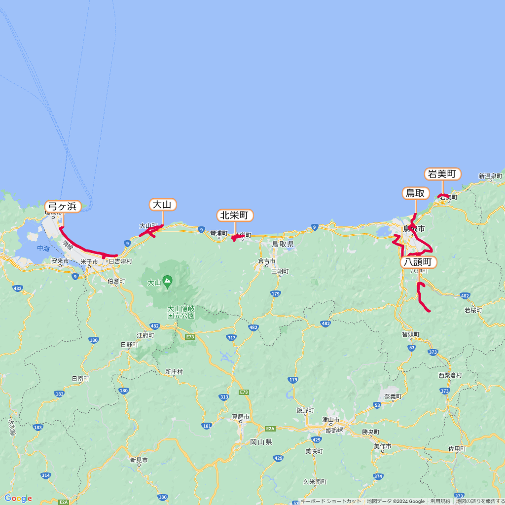 鳥取県のマラソン大会,コース,地図,マップ,距離とタイム,高低差