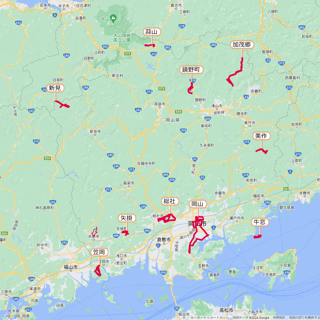 岡山県のマラソン大会,コース,地図,マップ,距離とタイム,高低差