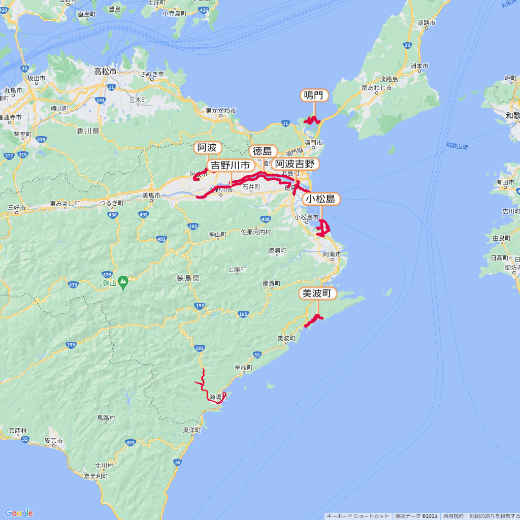 徳島県のマラソン大会,コース,地図,マップ,距離とタイム,高低差