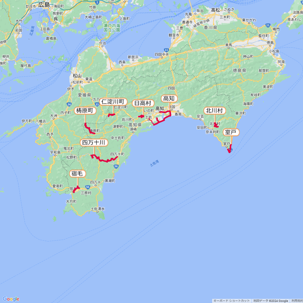 高知県のマラソン大会,コース,地図,マップ,距離とタイム,高低差