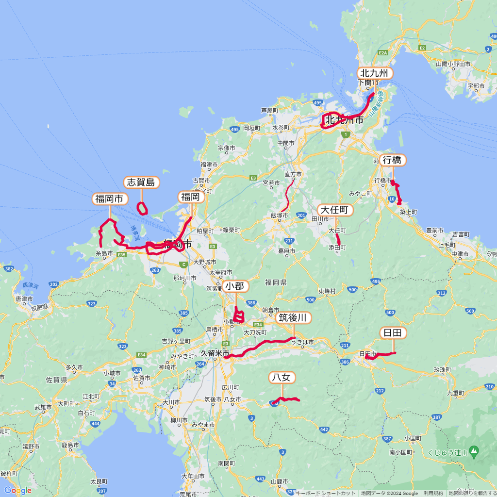 福岡県のマラソン大会,コース,地図,マップ,距離とタイム,高低差