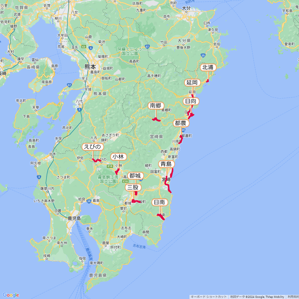 宮崎県のマラソン大会,コース,地図,マップ,距離とタイム,高低差