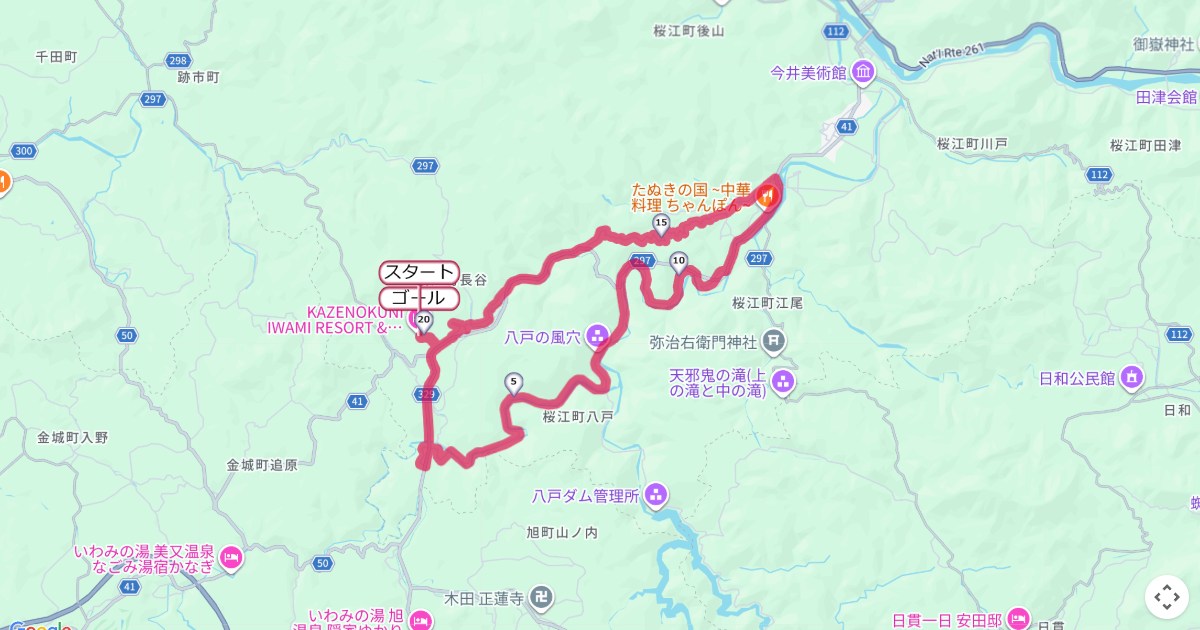 ピクニックラン桜江のコースを地図で表示