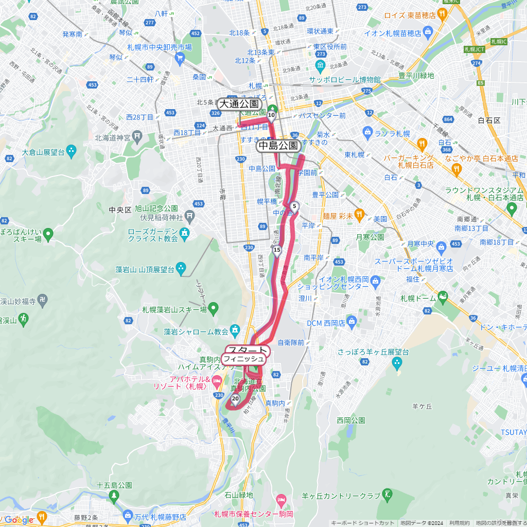 札幌マラソン,コース,地図,マップ,距離とタイム,高低差