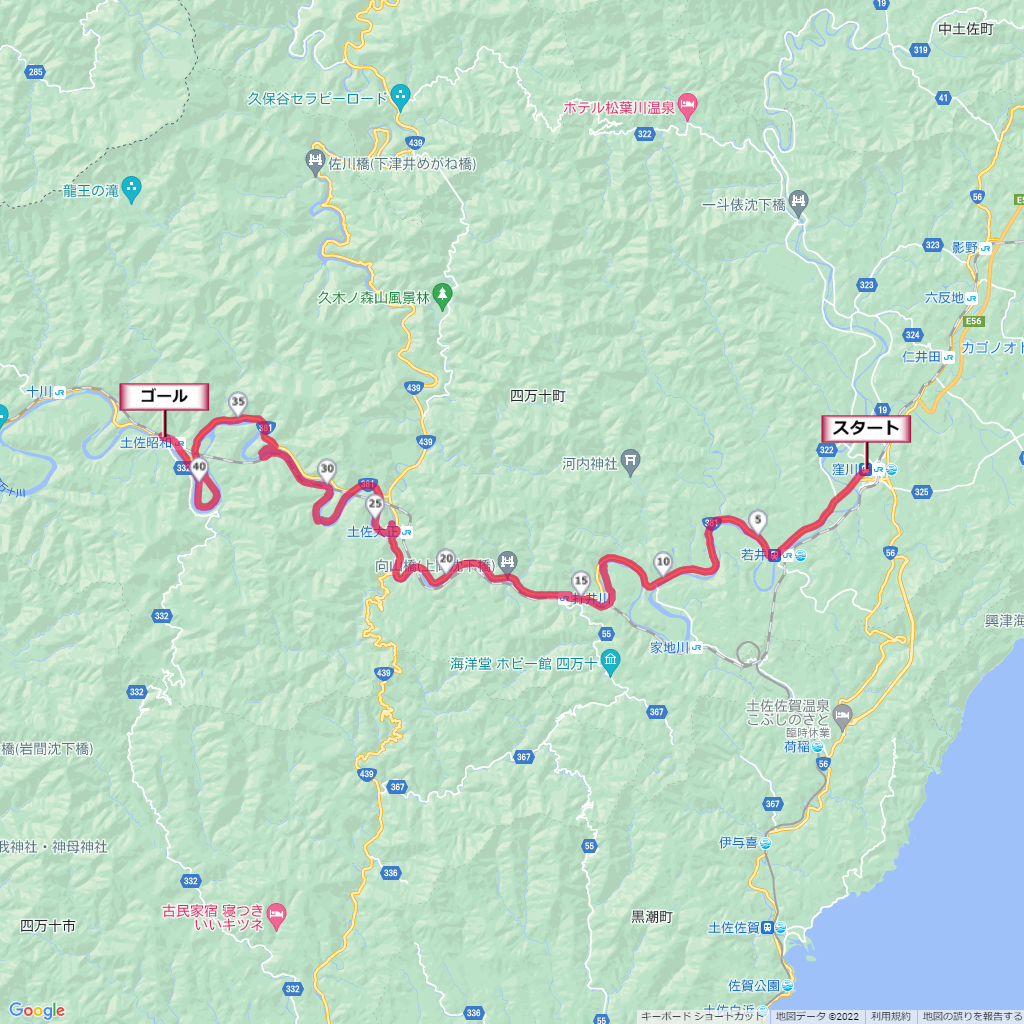 四万十川桜マラソン,コース,地図,マップ,距離とタイム,高低差