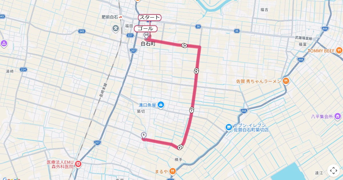 歌垣の郷ロードレース,白石マラソンのコースを地図で表示