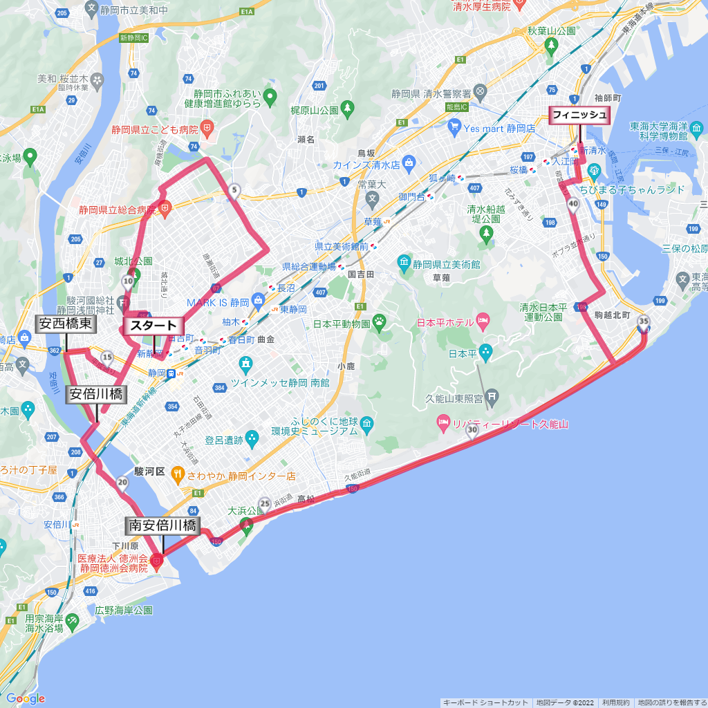 静岡マラソン,コース,地図,マップ,距離とタイム,高低差