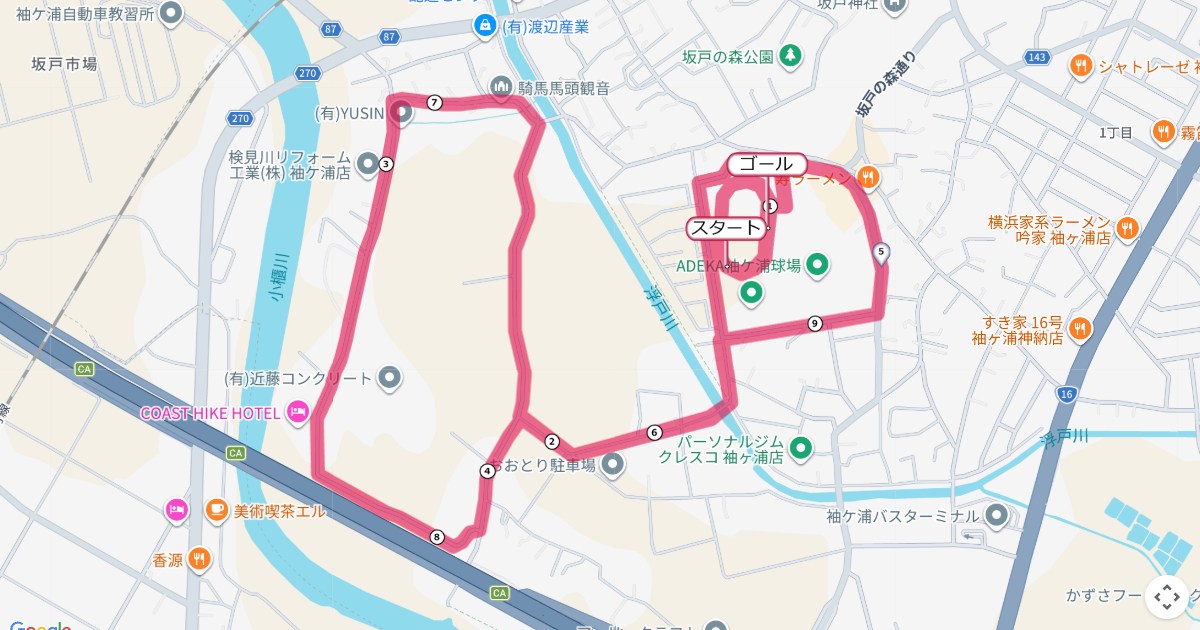 袖ケ浦市新春マラソンのコースを地図で表示