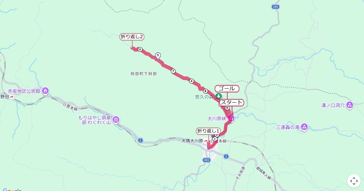 悠久の森ランニングのコースを地図で表示