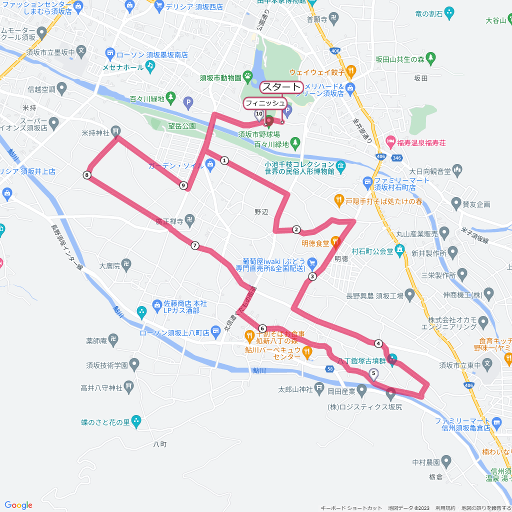 信州須坂ハーフマラソン,コース,地図,マップ,距離とタイム,高低差