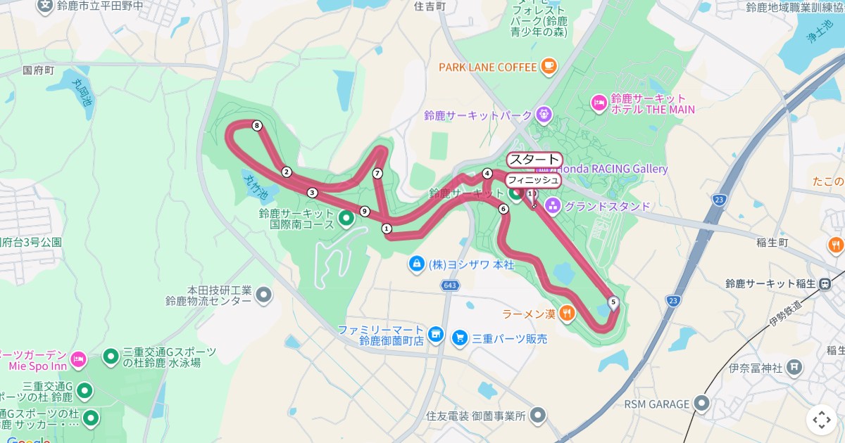 鈴鹿シティマラソンのコースを地図で表示