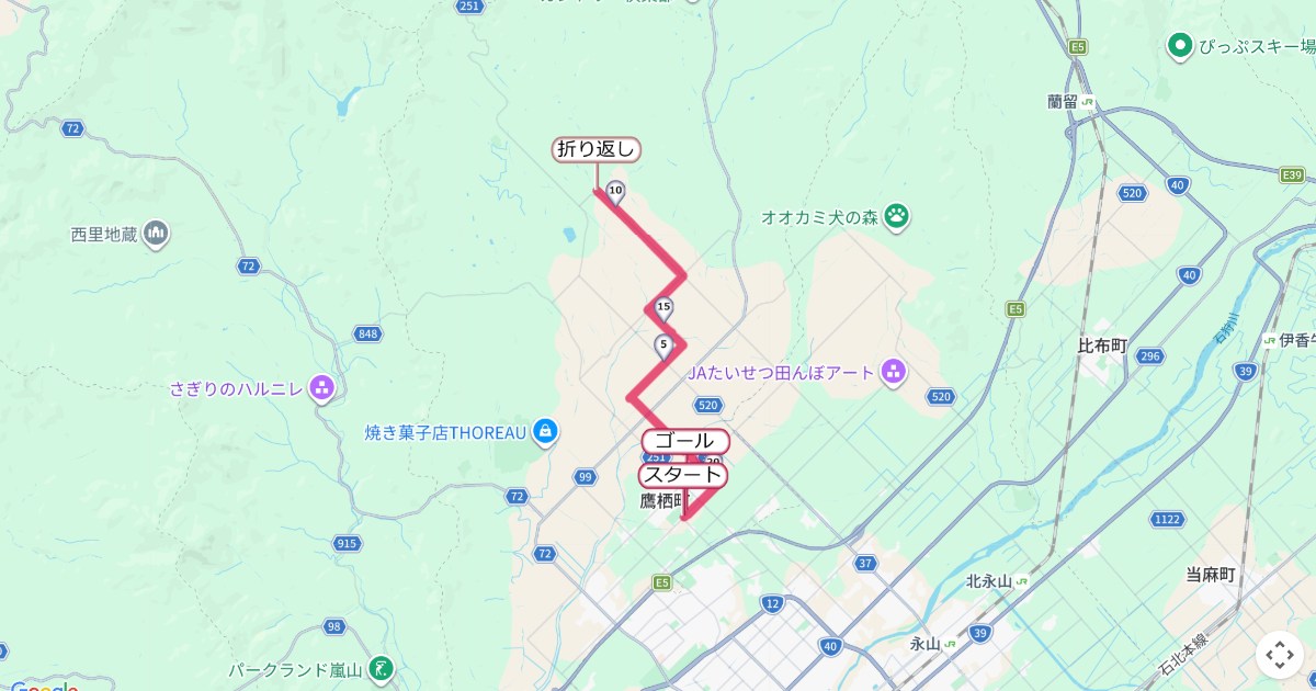 たかすジョギングフェスティバル,鷹栖ジョギングのコースを地図で表示